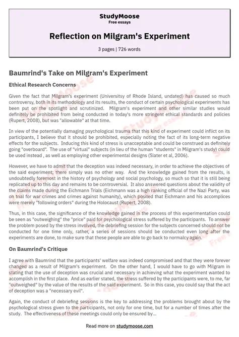 Comparative Critique Essay Example Milgram Experiment