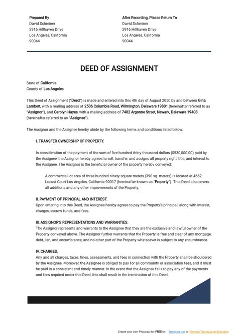 Deeds Of Assignment