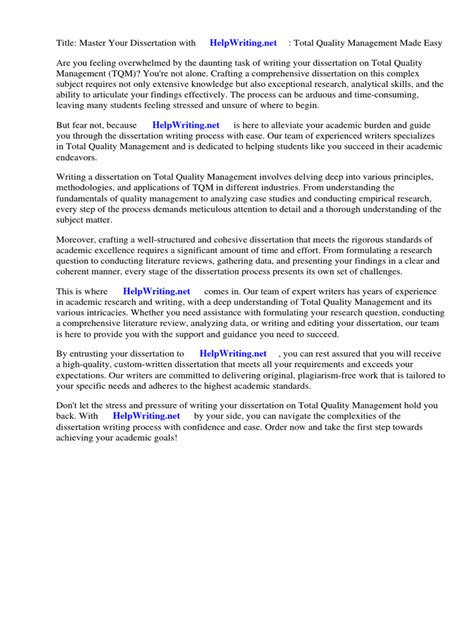 Conditions management dissertation picture