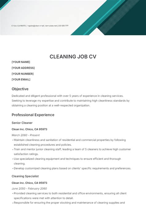 House cleaning resume sample picture