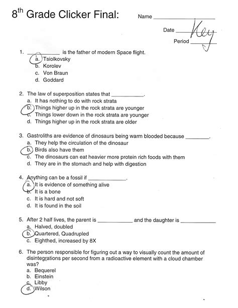 8th grade math worksheets with answer key image