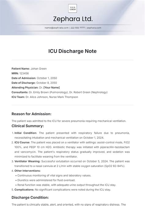 How to write an icu note picture