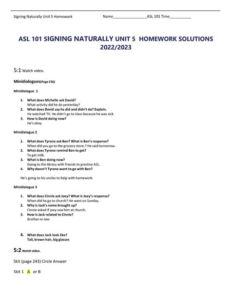 Signing naturally teacher answer key image