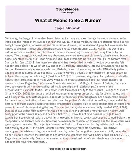 What It Means To Be A Nurse Essay